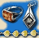 Amber in gold and silver